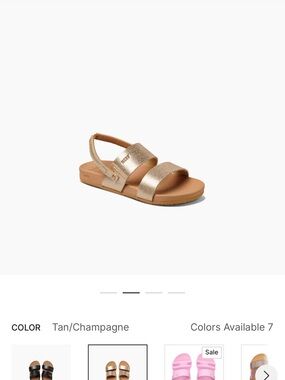Reef Kids Tan/Champagne Metallic Slide Sandals- toddler size 6